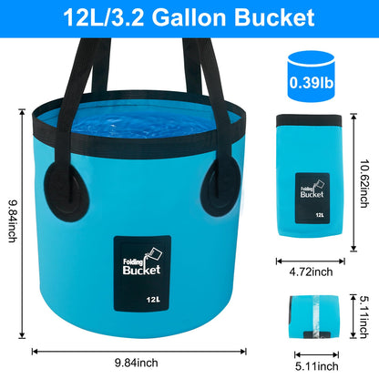 5 Gallon Collapsible Bucket with Handle, Car Wash Bucket Foldable Water Storage Container for Camping Fishing Beach Gardening, Portable Laundry Wash Basin for RV Cleaning Supplies Swamp Emergency Prep