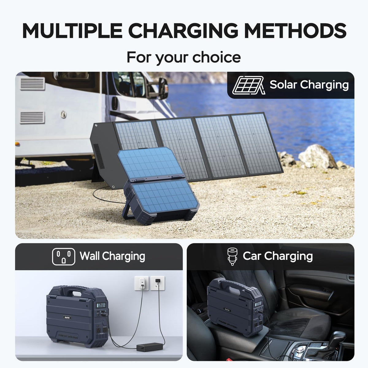 BLAVOR 1600W Solar Generator, 1024Wh Power Station with Built-In 40W Panel