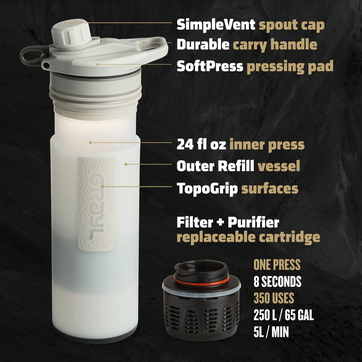 GRAYL GeoPress 24 oz Water Purifier Bottle