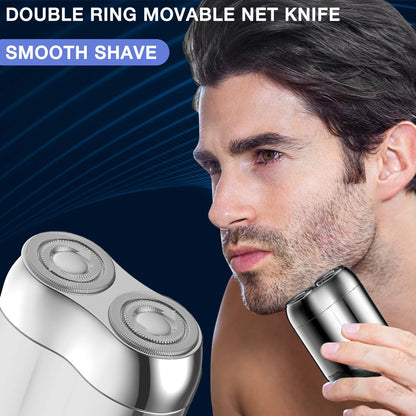 2026 New Model Mini Dual-Head Electric Shaver, Electric Mini Portable Razor, Pocket Size Washable Double Head Razor, Rechargeable Waterproof Compact Electric Shaver for Home, Car, Travel (Blue)