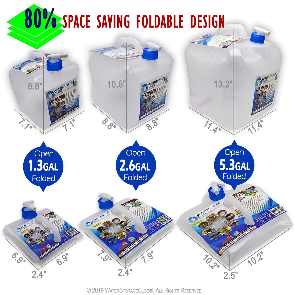 WaterStorageCube Collapsible Water Container with Spigot (5.3 Gal (2-Pack))