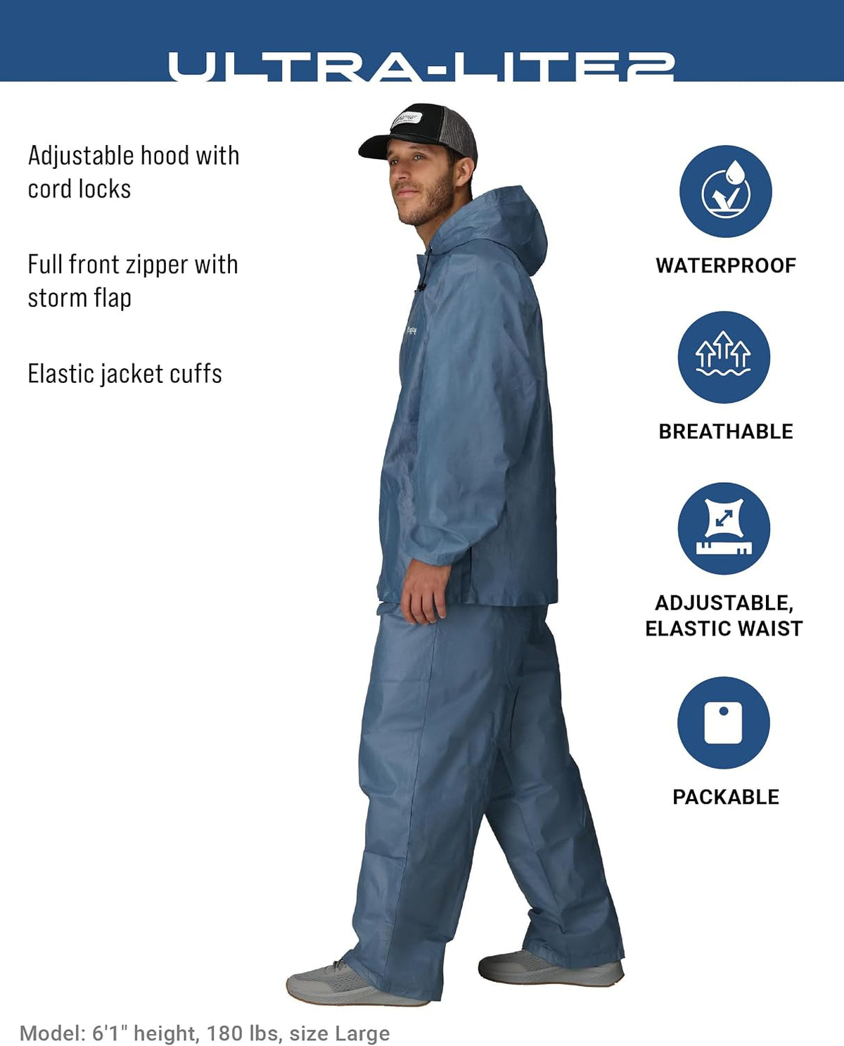 FROGG TOGGS Men’s Ultra-Lite2 Rain Suit, Waterproof Raincoat and Pant Set