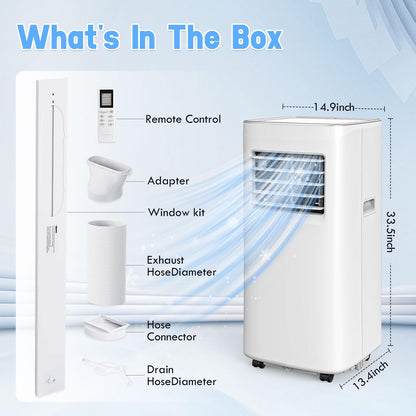 Portable Air Conditioner, 3-in-1 8500 BTU AC Unit with Fan & Dehumidifier – Quiet Cooling for Bedroom, Home Office up to 450 sq.ft, Includes Complete Window Mount Kit