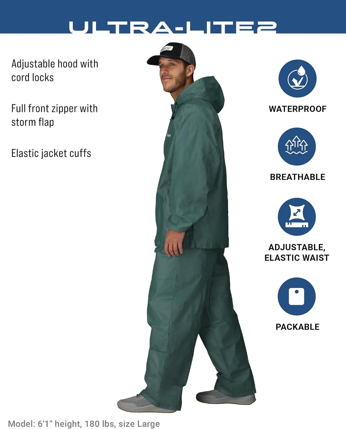FROGG TOGGS Men’s Ultra-Lite2 Rain Suit, Waterproof Raincoat and Pant Set