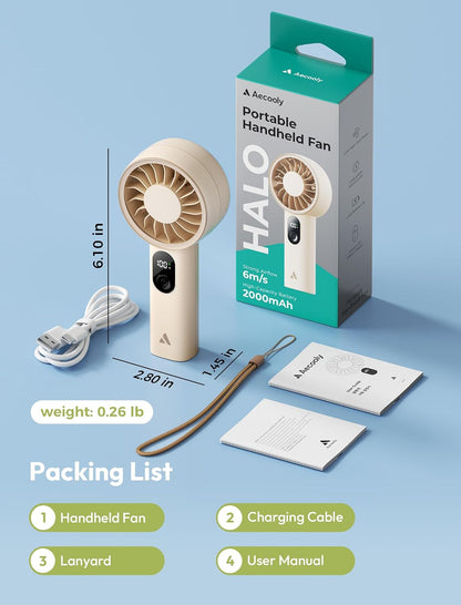Aecooly Mighty Portable Fan, Powerful Handheld Fan, USB Rechargeable