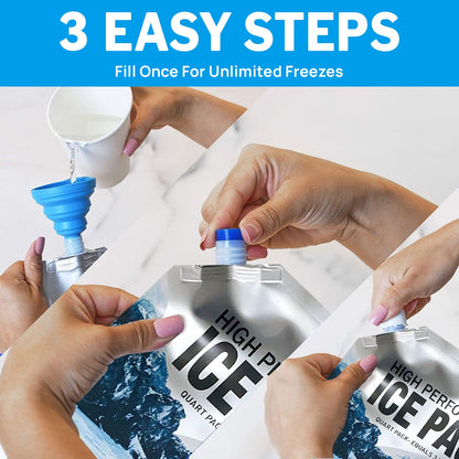 Reusable Ice Packs for Coolers Long Lasting Gel Freezer Packs for Lunch Bags Cooler Backpack Lunch Box for Camping & Picnics (9.8"x9.8"x4P)