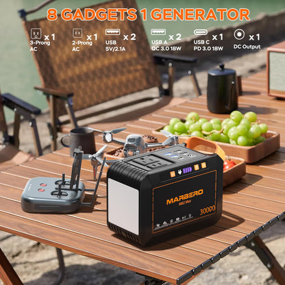 MARBERO Portable Power Station 88Wh Camping Lithium Battery Solar Generator Fast Charging with AC Outlet 120W Peak Power Bank(Solar Panel Optional) for Home Backup Outdoor Emergency RV Van Hunting