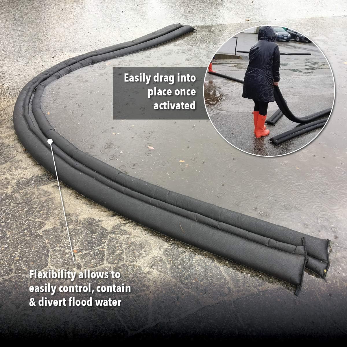 Quick Dam Water Activated 5ft Flood Barrier, Pack of 2
