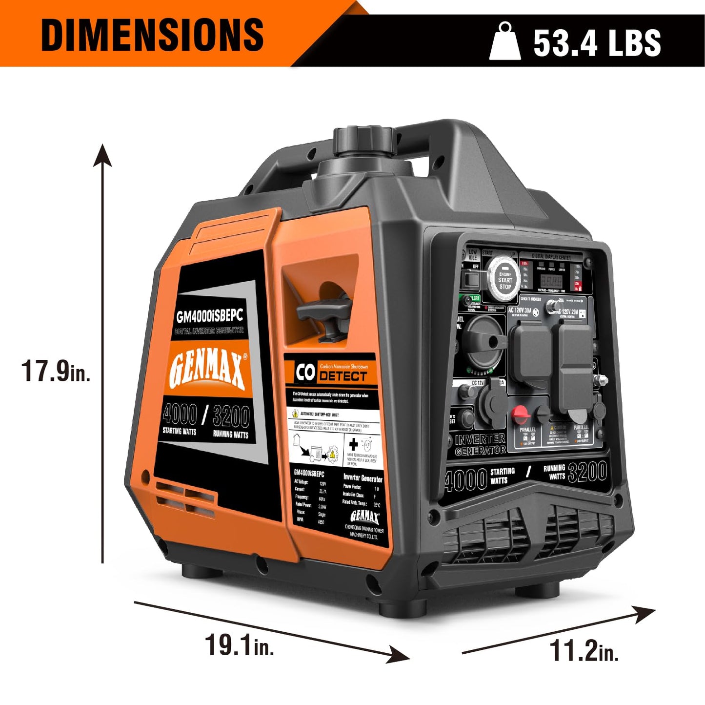 GENMAX Generator，EPA Compliant, Eco-Mode Feature, Ultra Lightweight for Backup Home Use & Camping