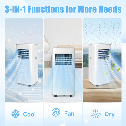 Portable Air Conditioner, 3-in-1 8500 BTU AC Unit with Fan & Dehumidifier – Quiet Cooling for Bedroom, Home Office up to 450 sq.ft, Includes Complete Window Mount Kit