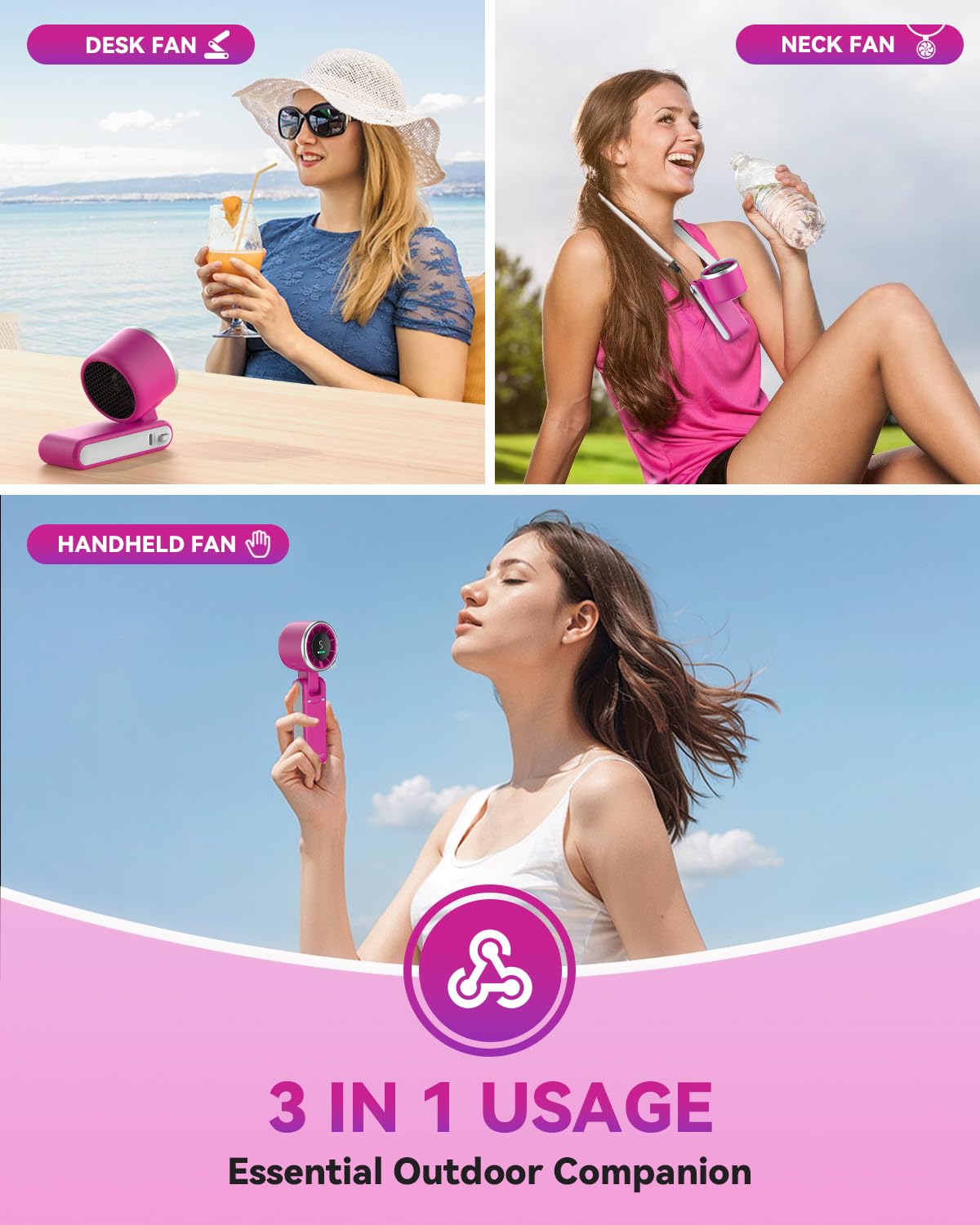 PlayHot Portable Handheld Turbo Fan, Travel Essentials, Gifts for Women/Men