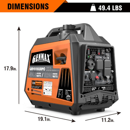 GENMAX Generator，EPA Compliant, Eco-Mode Feature, Ultra Lightweight for Backup Home Use & Camping