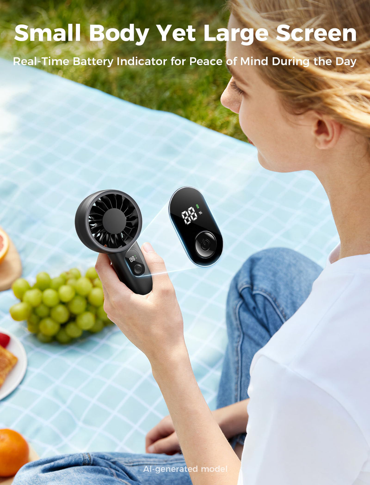 Aecooly Mighty Portable Fan, Powerful Handheld Fan, USB Rechargeable