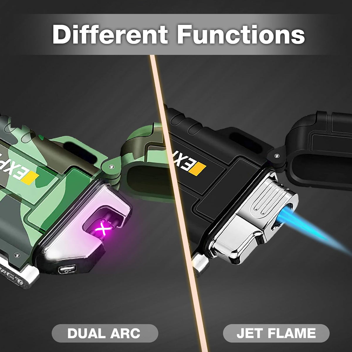 Laffizz Waterproof Outdoor Lighter, Dual Arc or Butane Torch