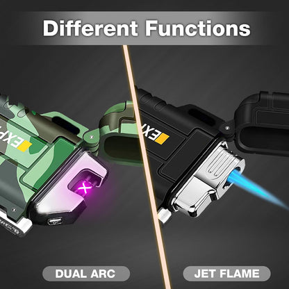 Laffizz Waterproof Outdoor Lighter, Dual Arc or Butane Torch