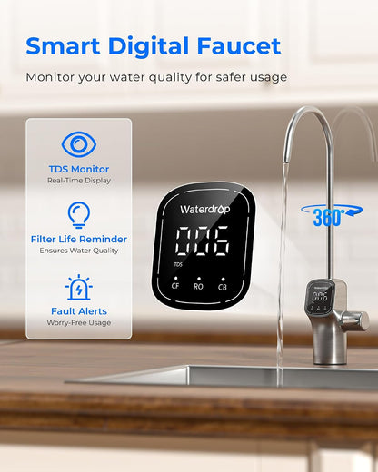 Waterdrop G3P800 Tankless Reverse Osmosis Water Filter System, 800 GPD