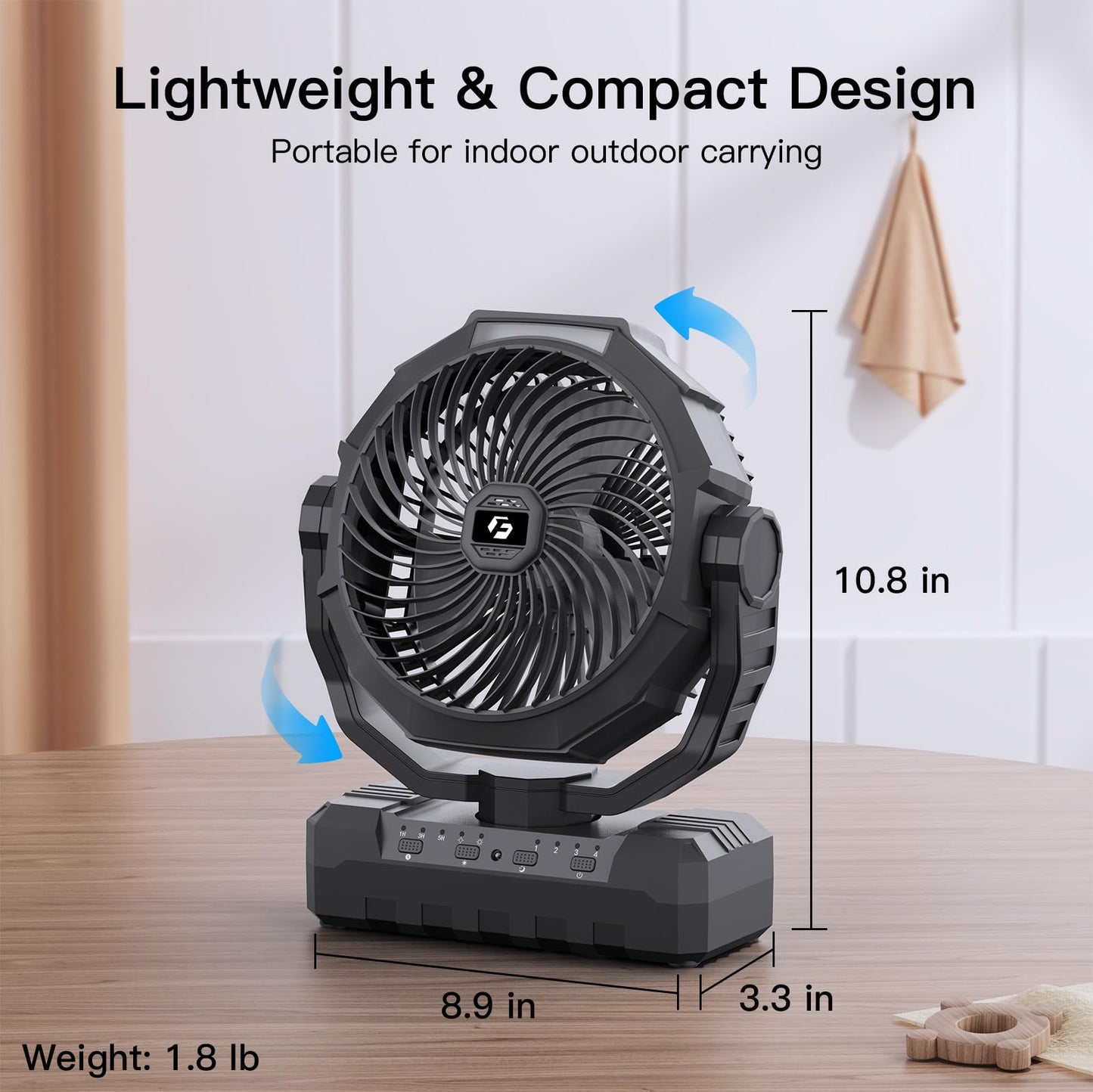 FRIZCOL 3-in-1 Camping Fan - Portable Fans Rechargeable - 24000mAh Battery Powered Fan with Light & Remote for Indoor, Outdoor, Tent, Travel, Fishing, Jobsite, Gifts for Men Dad Him - Orange