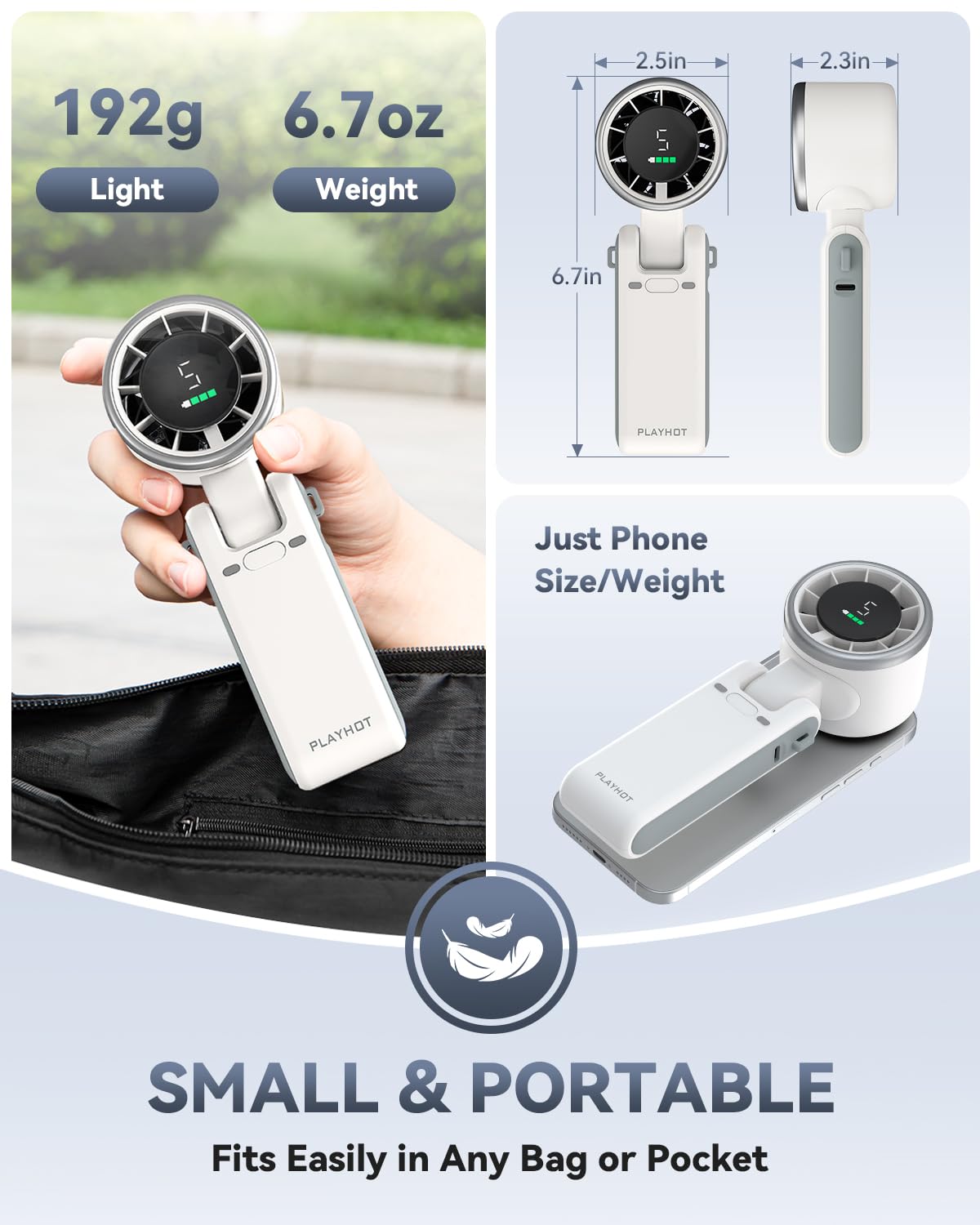 PlayHot Portable Handheld Turbo Fan, Travel Essentials, Gifts for Women/Men