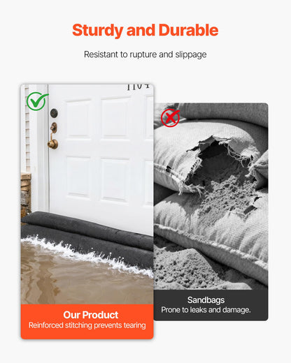 VEVOR Flood Barrier, 10-Pack, 5 × 0.7 ft Water-Activated Sandless Bags with Bucket