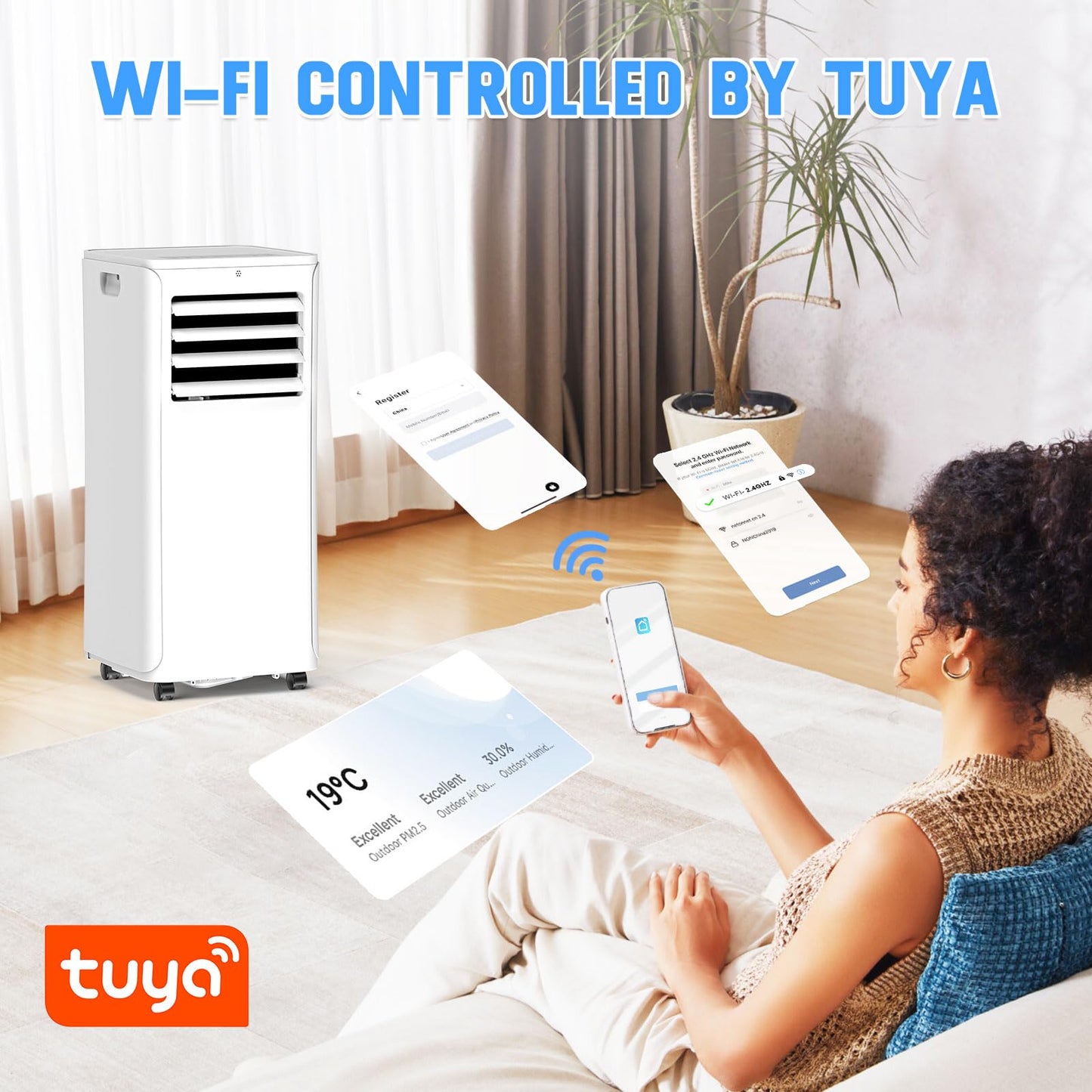 Portable Air Conditioner, 3-in-1 8500 BTU AC Unit with Fan & Dehumidifier – Quiet Cooling for Bedroom, Home Office up to 450 sq.ft, Includes Complete Window Mount Kit