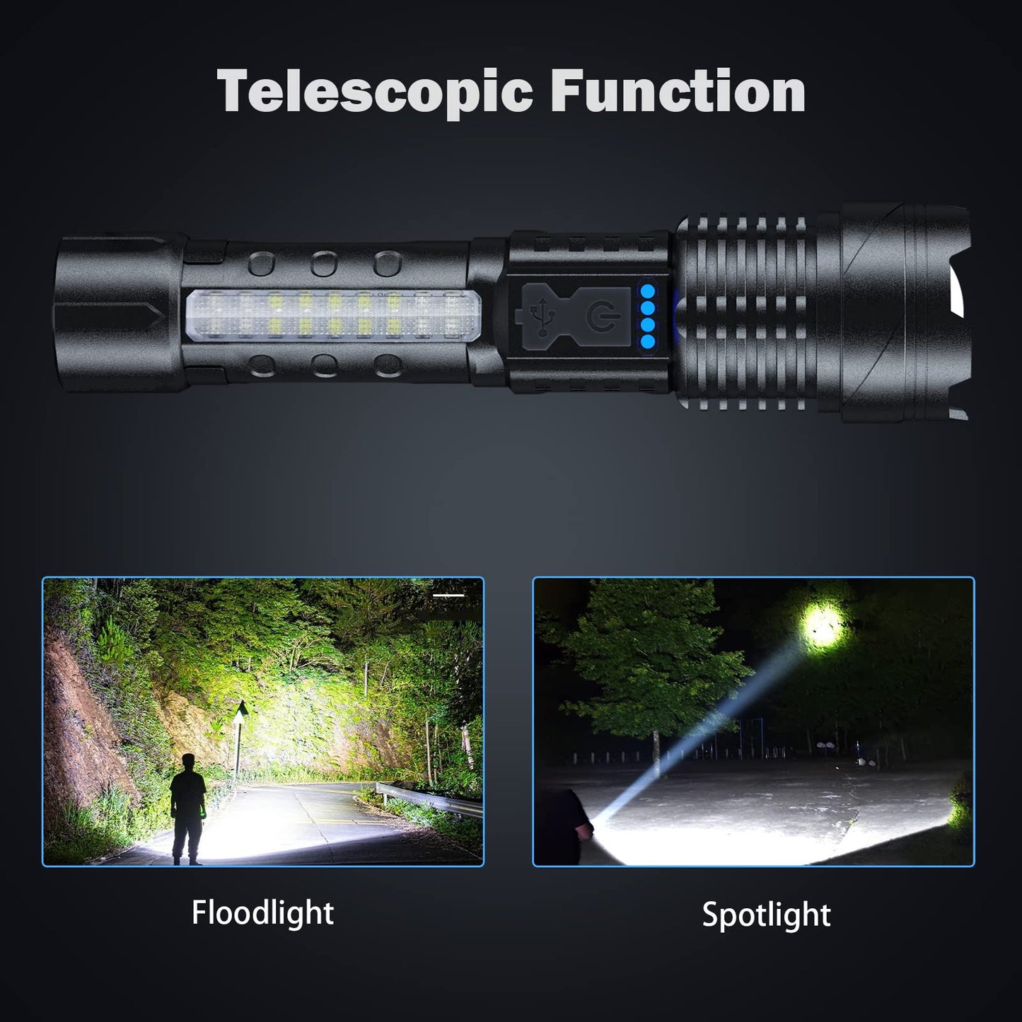 Cinlinso Flashlight High Lumens Rechargeable 2 Pack, 90000 Lumen Super Bright Led Flashlights with 7 Light Modes, IPX6 Waterproof, Powerful Handheld Flash Light for Camping Home Emergencies