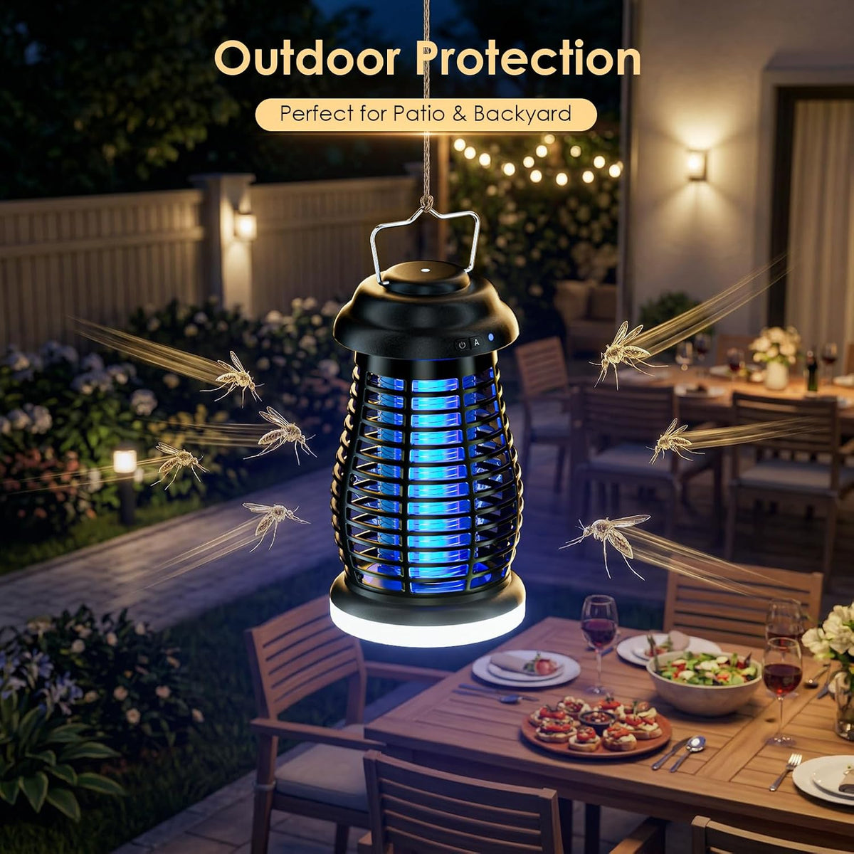 Cordless 4200V Rechargeable Bug Zapper, Portable Fly & Mosquito Trap