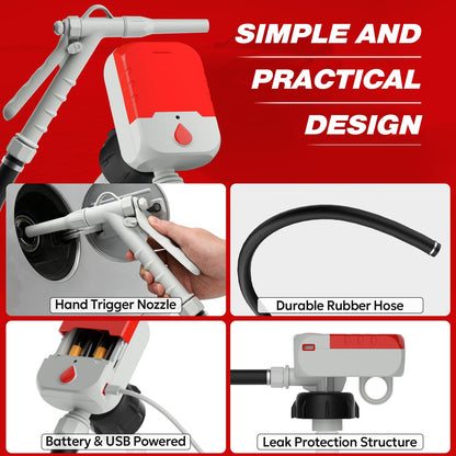 Keimi 5 GPM Cordless Fuel Transfer Pump with Auto-Stop & Hand Trigger Nozzle, Compatible with DeWalt 20V & Milwaukee 18V Batteries, Gas Can Pump for Gasoline/Diesel, 51" Hose & 4 Adapters