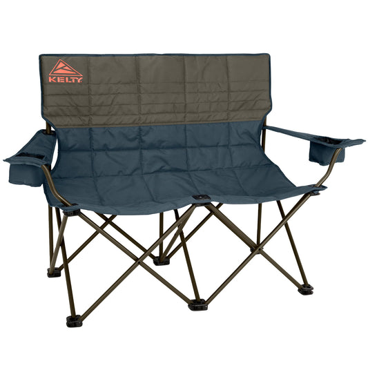 Kelty Low Loveseat Oversized 2-Person Heavy Duty Folding Camp Chair, Double Seat for Soccer Games, Tailgating, Beach Days (Low Height/Dark Shadow)