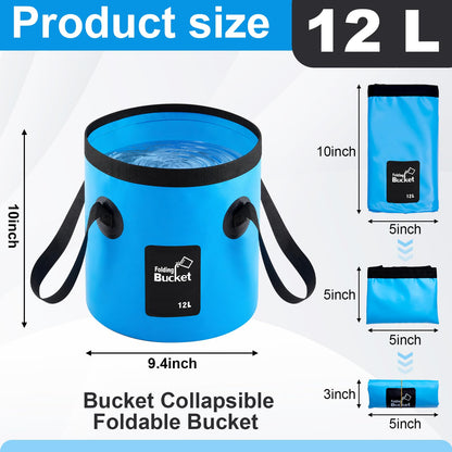 3 Gallon 4 Pack Collapsible Bucket, Foldable Water Bucket with Handles, Portable Camping Buckets for Fishing, Hiking, Cleaning, Outdoor & Travel Use (Multicolor)