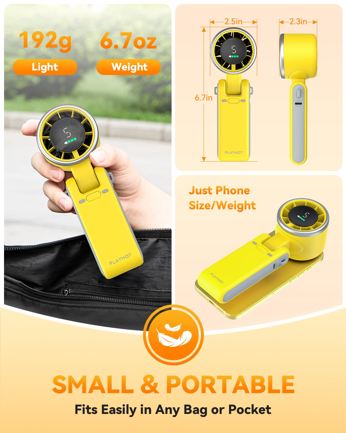 PlayHot Portable Handheld Turbo Fan, Travel Essentials, Gifts for Women/Men
