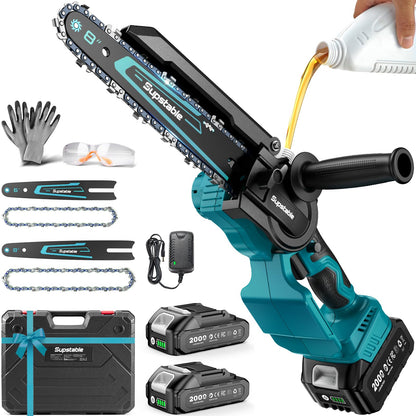 Mini Chainsaw Cordless, 8 Inch & 6 Inch Electric Chainsaw Battery Powered, 1000W Brushless Handheld Power Chain Saw with 2 Batteries, Small Tree Saw for Branch Trimming Wood Cutting