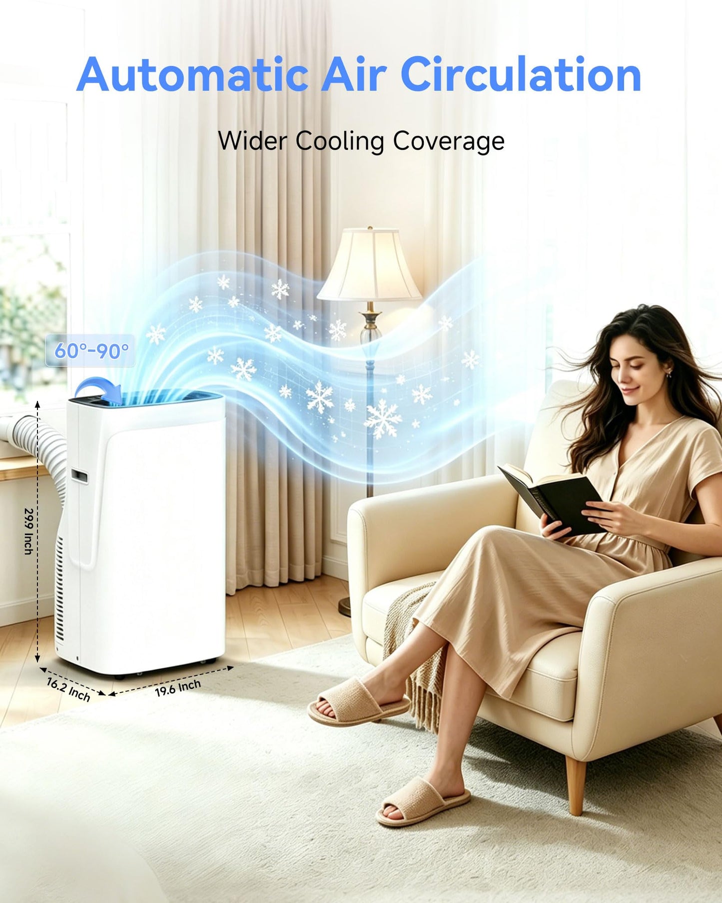 Portable Air Conditioner, 3-in-1 8500 BTU AC Unit with Fan & Dehumidifier – Quiet Cooling for Bedroom, Home Office up to 450 sq.ft, Includes Complete Window Mount Kit