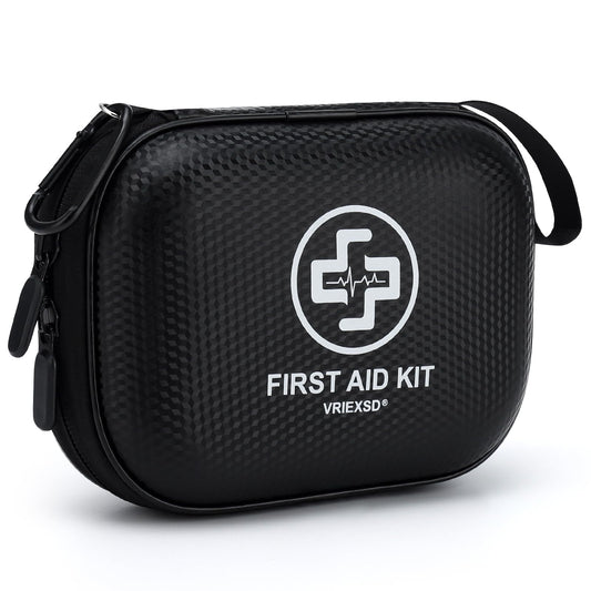 Mini First Aid Kit - 150 Piece Small Waterproof Hard Shell Medical Kit for Home, Car, Travel, Camping, Truck, Hiking, Sports, Office, Vehicle & Outdoor Emergencies- Small First Aid Medical Kit (Red)