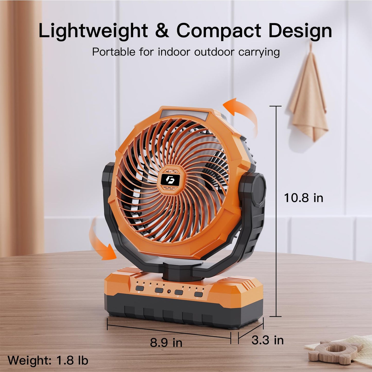 FRIZCOL 3-in-1 Camping Fan - Portable Fans Rechargeable - 24000mAh Battery Powered Fan with Light & Remote for Indoor, Outdoor, Tent, Travel, Fishing, Jobsite, Gifts for Men Dad Him - Orange