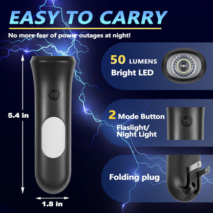 ROSSEX 4 in 1 Emergency Lights for Home Power Failure, 3 Pcs Rechargeable LED Flashlight Plug in Wall, Automatic Turn-On Power Outage Night Light Flashlight for Hurricane Preparedness Items