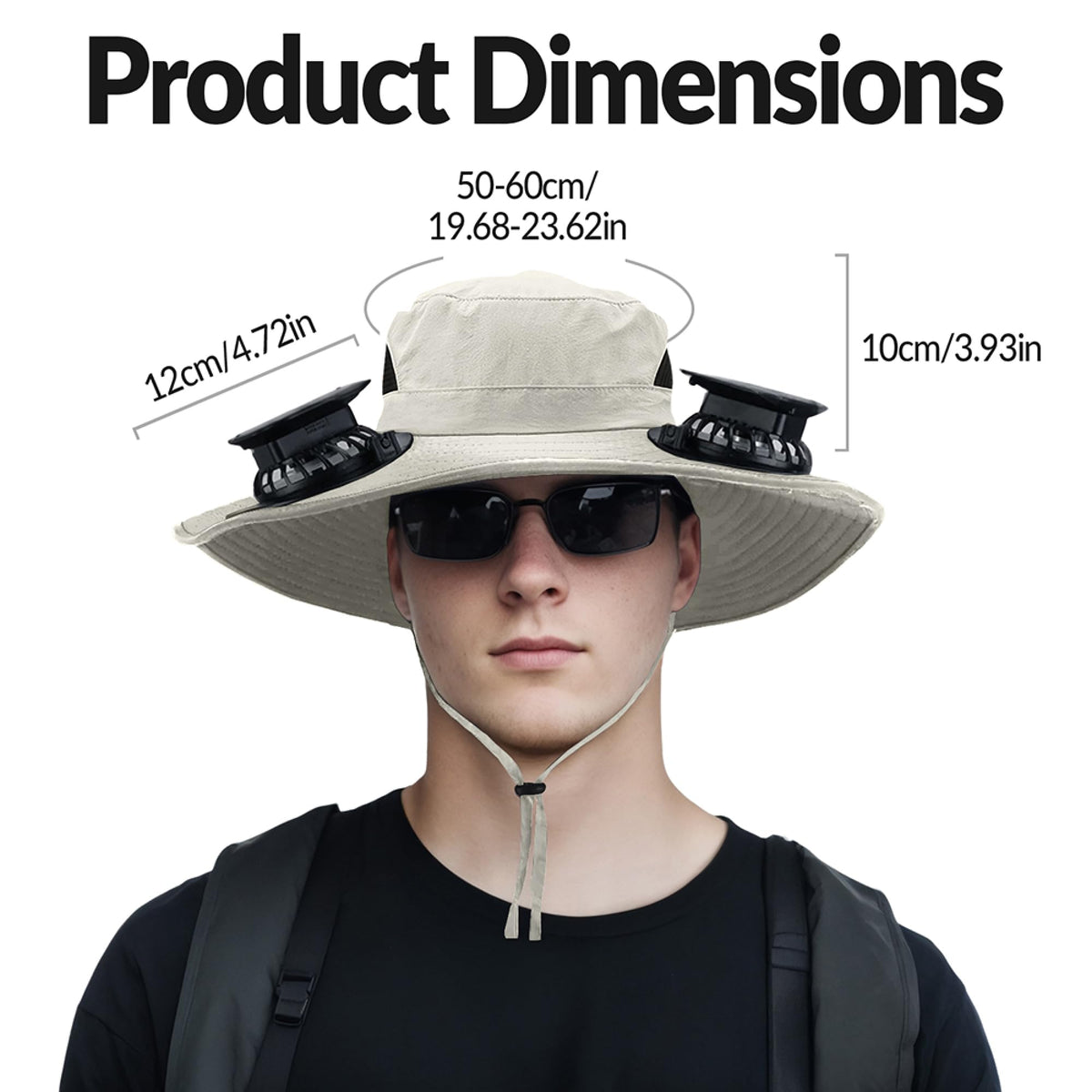 Solar Powered Fan Hat for Men Women Wide Brim Hat with 2 Fans UPF 50+ Outdoor Fishing Beach Sun Hat
