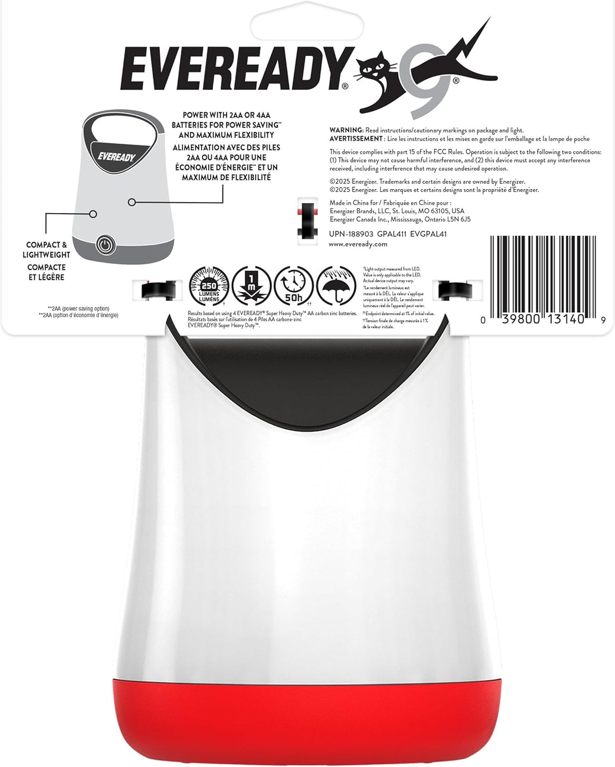 Eveready LED Camping Lantern X-250, 2-Pack, Water-Resistant, 100-Hour Runtime