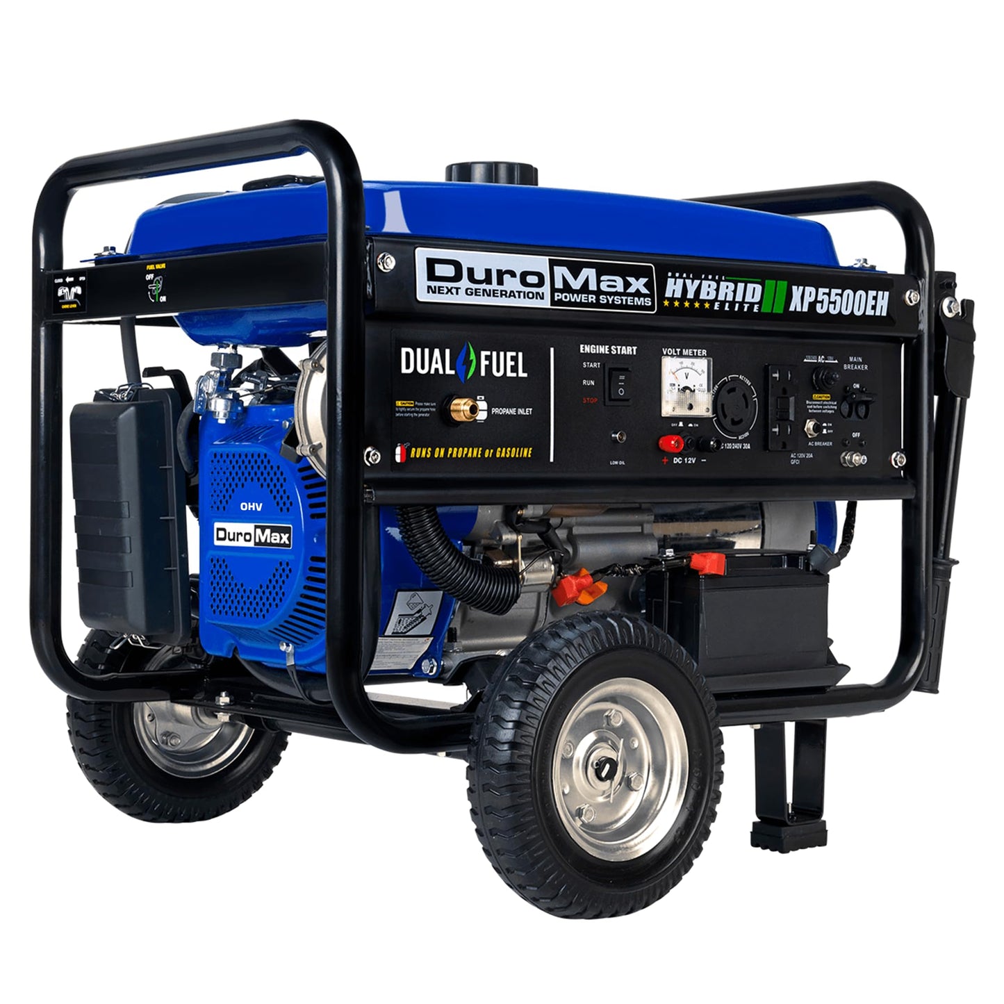 DuroMax XP12000EH 12,000-Watt Dual Fuel Portable Generator – Gas & Propane, Electric Start, Whole Home Backup Power, Transfer Switch Ready, RV & Emergency Ready