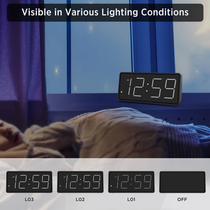 Peakeep Battery Operated Digital Alarm Clock for Bedrooms Cordless - Auto/Manual Dimmer, Volume Adjustable, Large Big Numbers Display, Dual Power Supply