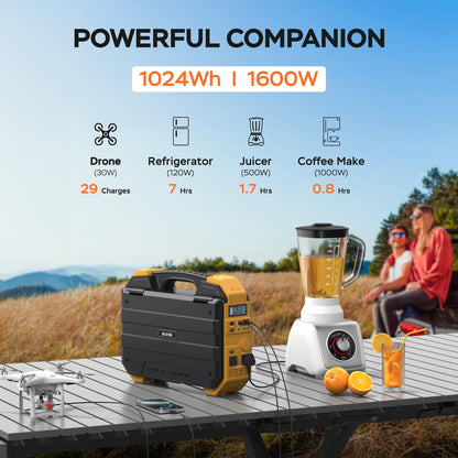 BLAVOR 1600W Solar Generator, 1024Wh Power Station with Built-In 40W Panel