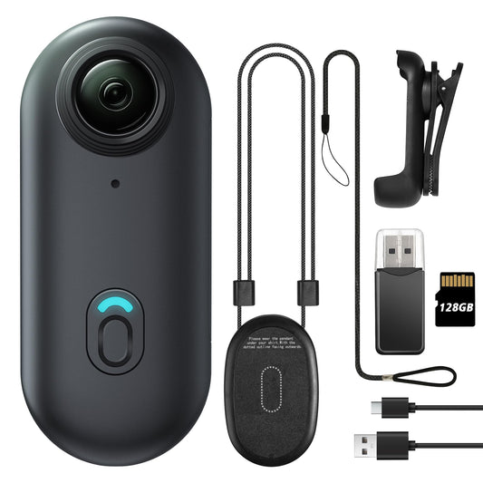 Meoilkolnm Mini Wearable Body Worn Action Camera, FHD 1080P, Thumb Size, Hands Free Recording with Premium Portable Camcorder Mount Anywhere for Security, Work, Guard, Travel, 128GB, Black