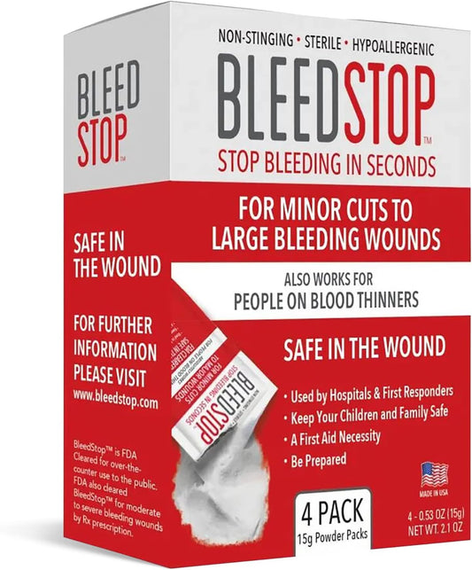 BleedStop First-Aid Powder, 4 × 15 g Pouches