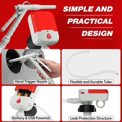 Keimi 5 GPM Cordless Fuel Transfer Pump with Auto-Stop & Hand Trigger Nozzle, Compatible with DeWalt 20V & Milwaukee 18V Batteries, Gas Can Pump for Gasoline/Diesel, 51" Hose & 4 Adapters