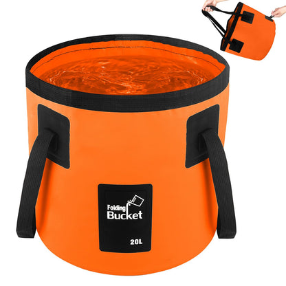 5 Gallon Collapsible Bucket with Handle, Car Wash Bucket Foldable Water Storage Container for Camping Fishing Beach Gardening, Portable Laundry Wash Basin for RV Cleaning Supplies Swamp Emergency Prep