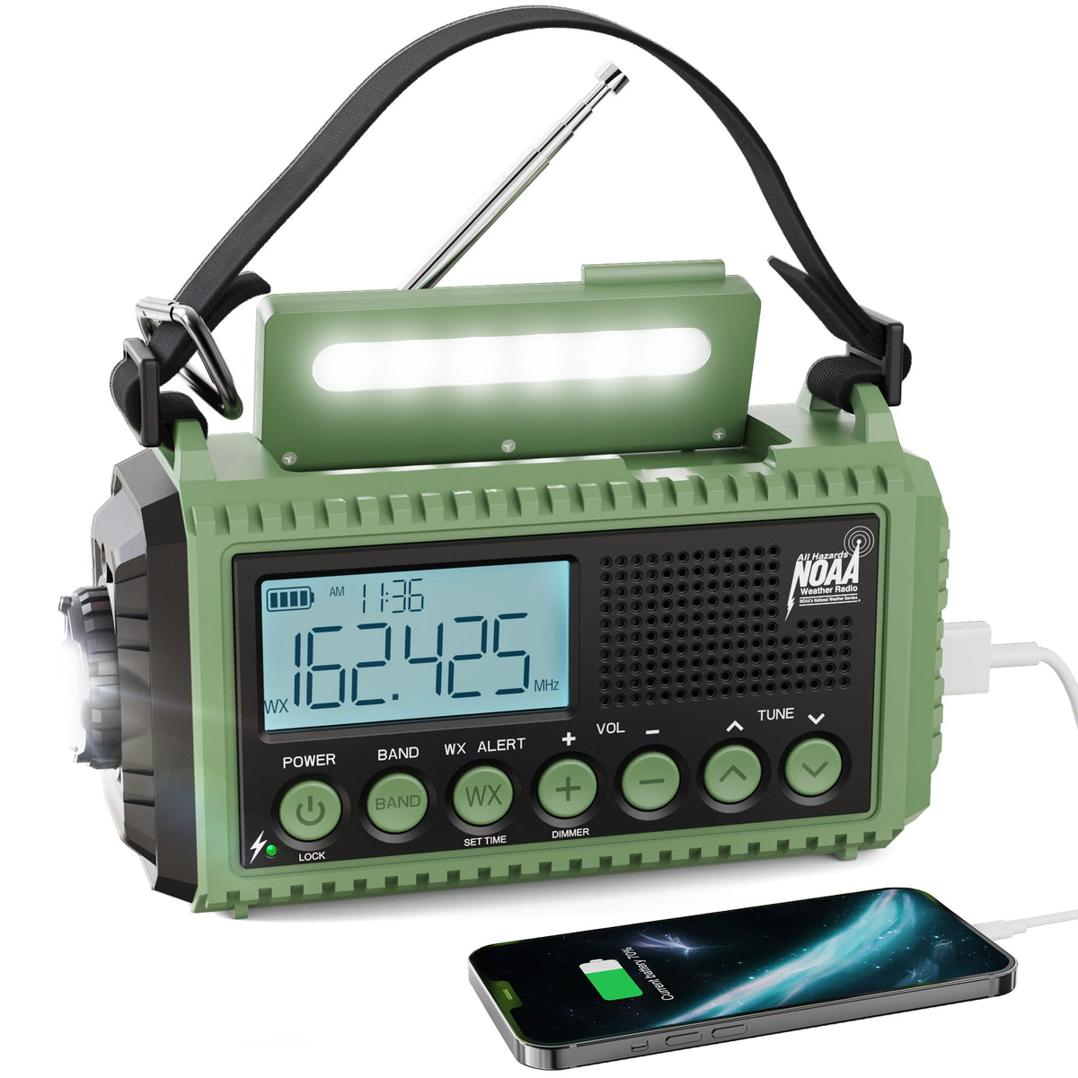 Raynic Emergency Radio, 5000mAh, Solar Hand-Crank AM/FM/SW/NOAA, Charger & Flashlight