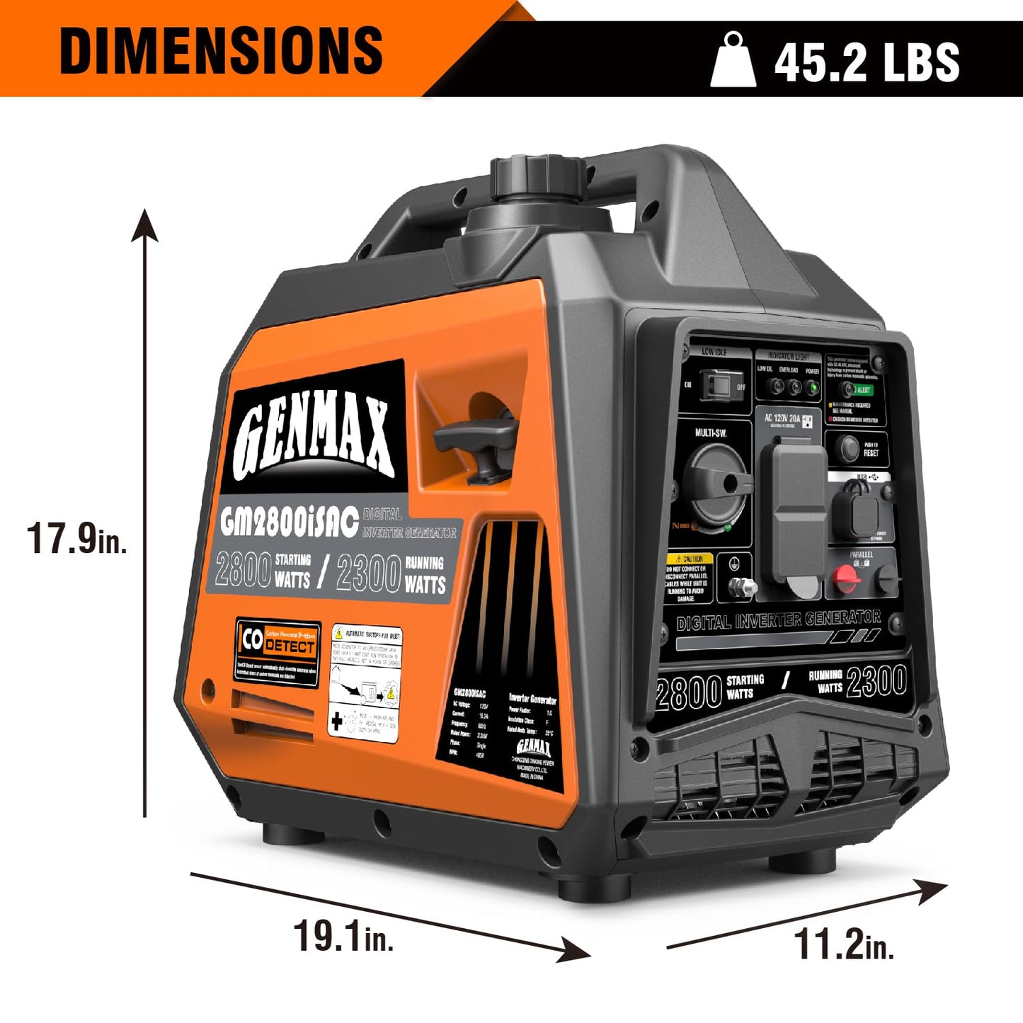 GENMAX Generator，EPA Compliant, Eco-Mode Feature, Ultra Lightweight for Backup Home Use & Camping