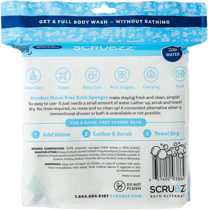 Scrubzz No-Rinse Bathing Wipes, 25 per Pack