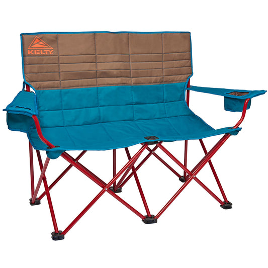 Kelty Low Loveseat Oversized 2-Person Heavy Duty Folding Camp Chair, Double Seat for Soccer Games, Tailgating, Beach Days (Low Height/Dark Shadow)