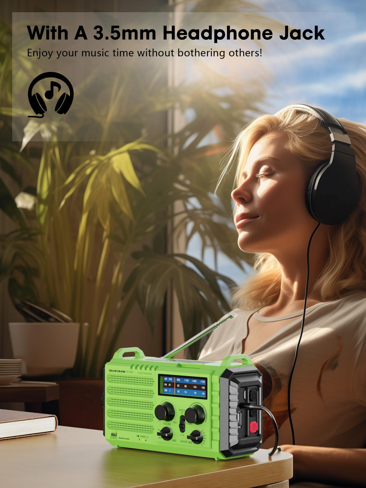 Raynic Emergency Radio, 5000mAh, Solar Hand-Crank AM/FM/SW/NOAA, Charger & Flashlight