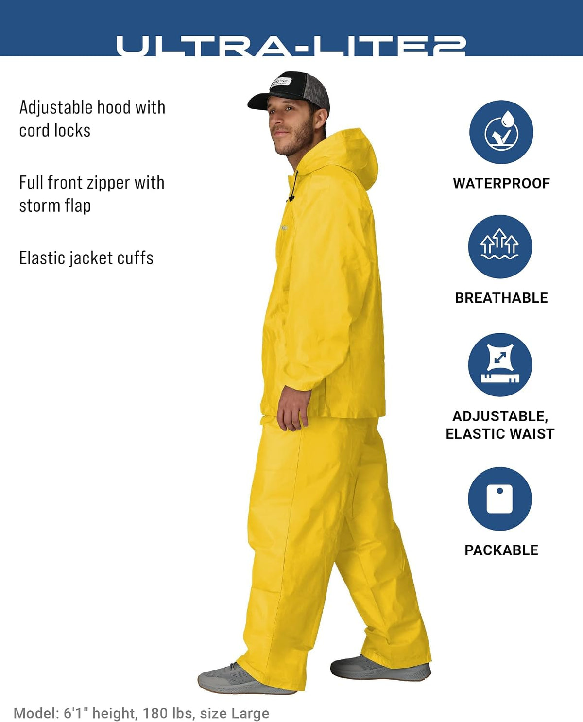 FROGG TOGGS Men’s Ultra-Lite2 Rain Suit, Waterproof Raincoat and Pant Set